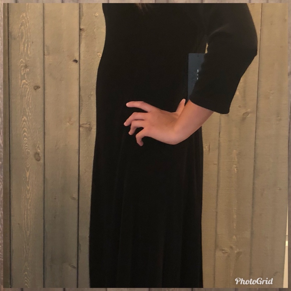 Kiara Black Dress Scoop Neck Slinky A-Line SMALL - Picture 2 of 4